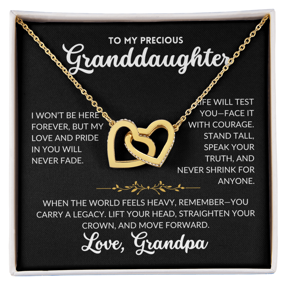 Interlocked Hearts Necklace - To My Granddaughter, From Grandpa (Black Background)