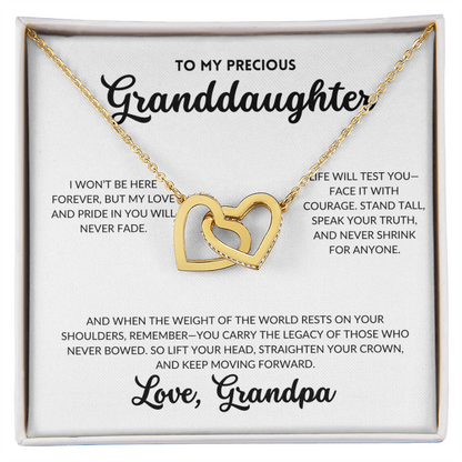 Interlocked Hearts Necklace - To My Granddaughter, From Grandpa (White Background)