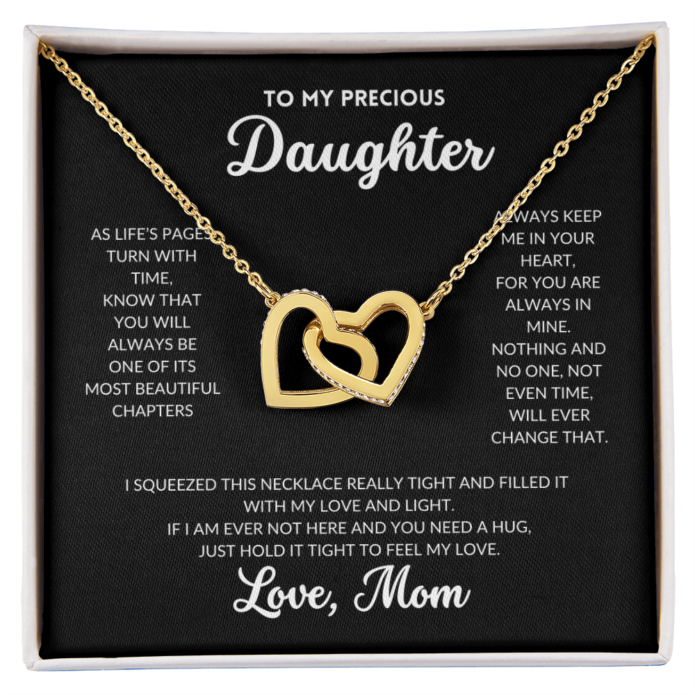 Interlocked Hearts Necklace - To My Daughter, From Mom (Black Background)