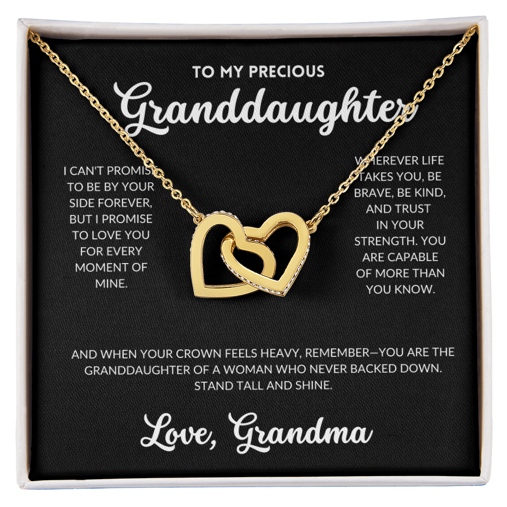 Interlocked Hearts Necklace - To My Granddaughter, From Grandma (Black Background)