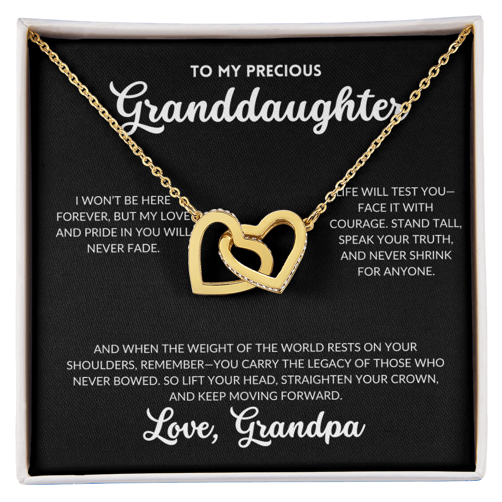 Interlocked Hearts Necklace - To My Granddaughter, From Grandpa (Black Background)