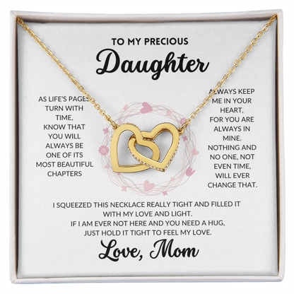 Interlocked Hearts Necklace - To My Daughter, From Mom (White Background)