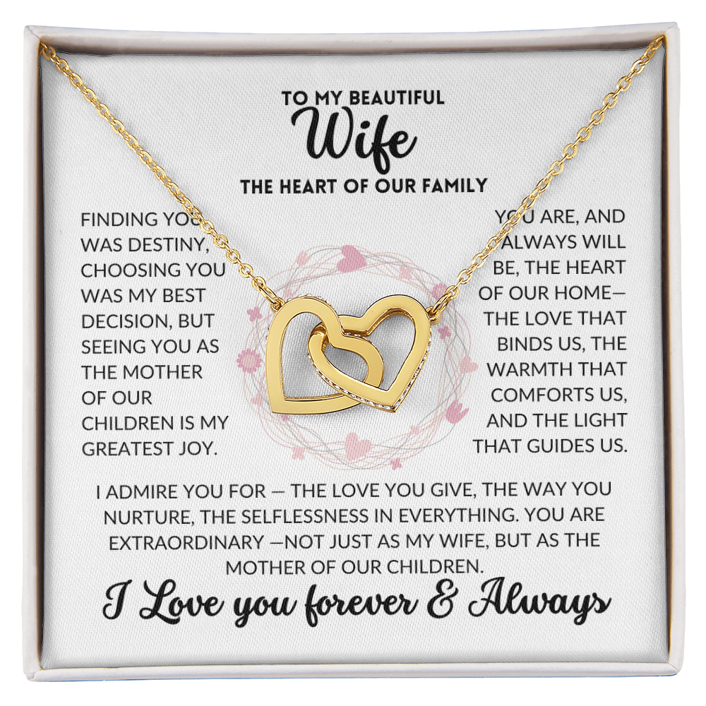 Interlocked Hearts Necklace - To My Wife, The Best Mom (White Background)