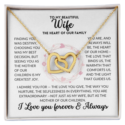 Interlocked Hearts Necklace - To My Wife, The Best Mom (White Background)
