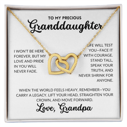 Interlocked Hearts Necklace - To My Granddaughter, From Grandpa (White Background)