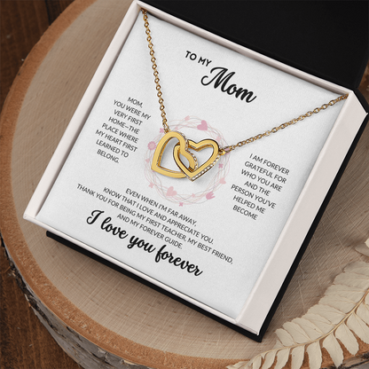 Interlocked Hearts Necklace - To My Mom (White Background)