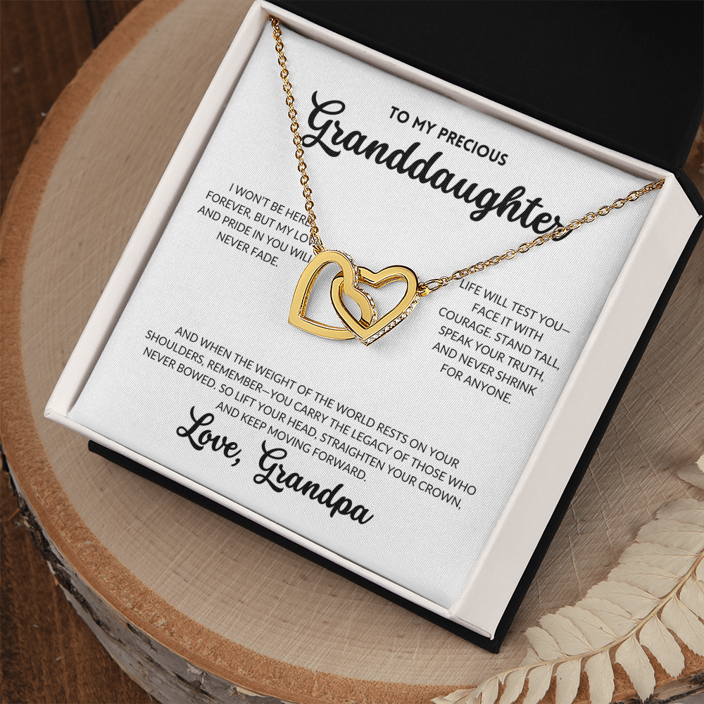 Interlocked Hearts Necklace - To My Granddaughter, From Grandpa (White Background)