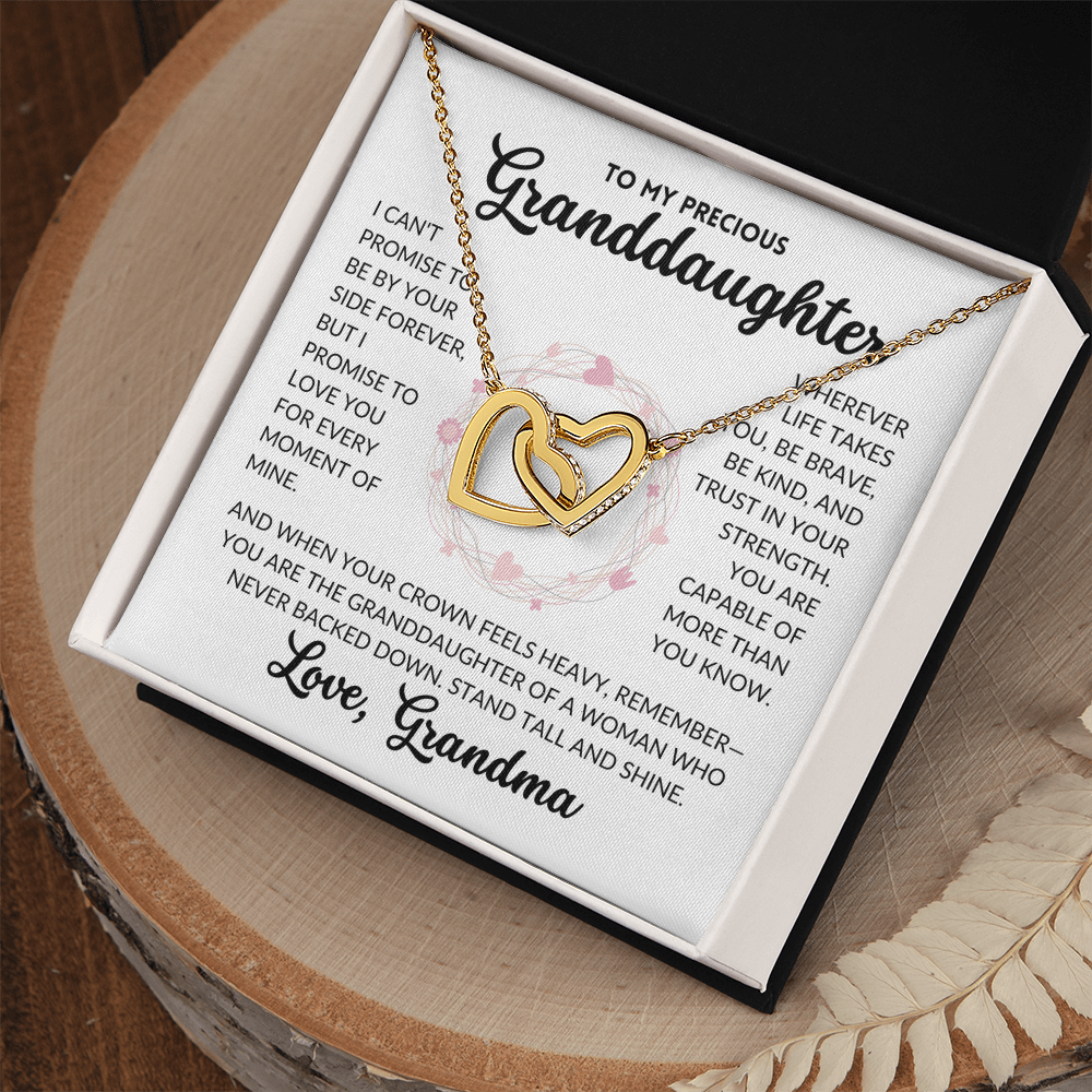 Interlocked Hearts Necklace - To My Granddaughter, From Grandma (White Background)