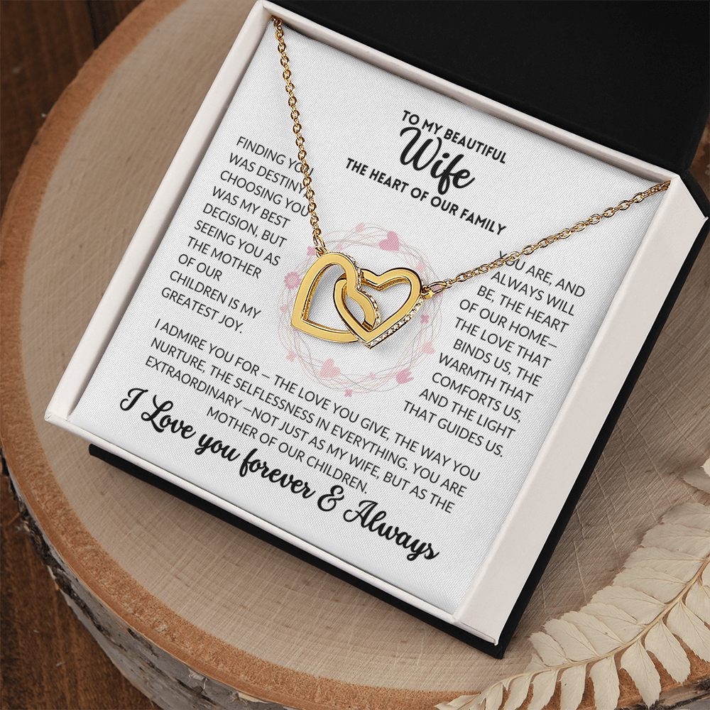 Interlocked Hearts Necklace - To My Wife, The Best Mom (White Background)