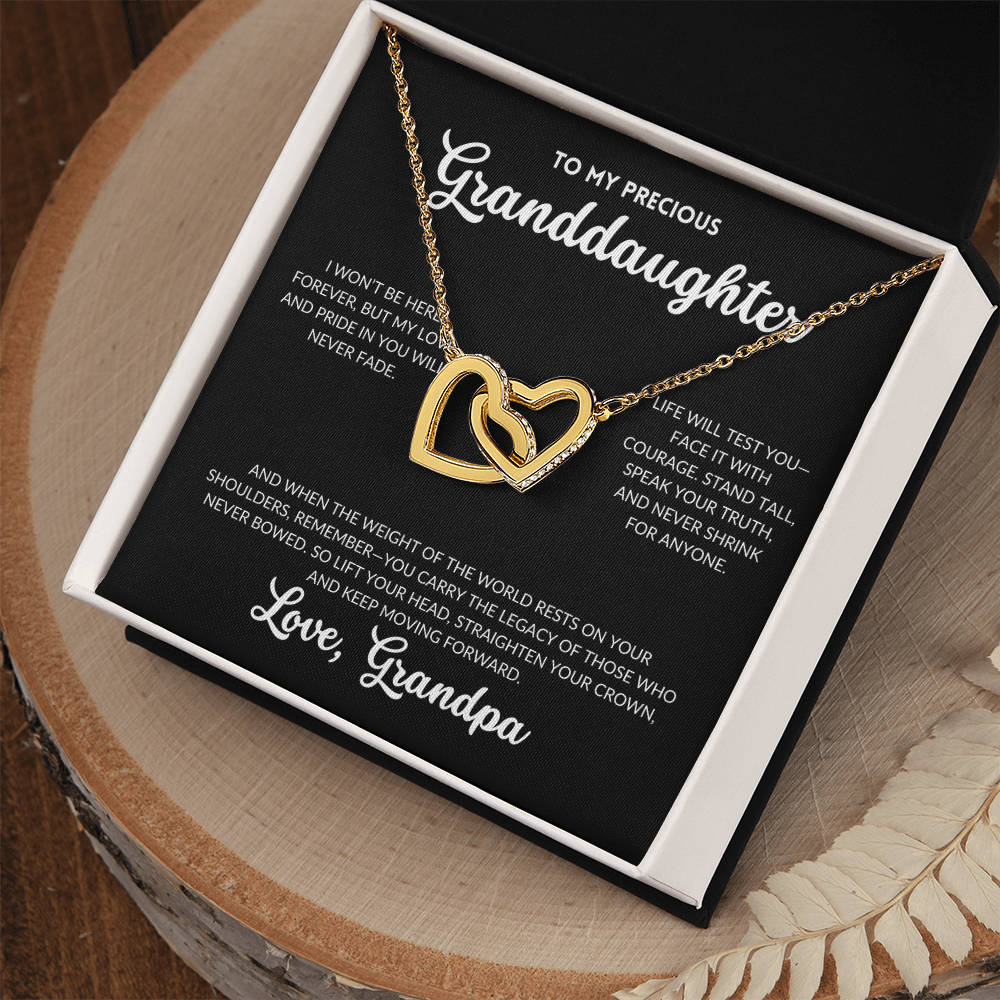 Interlocked Hearts Necklace - To My Granddaughter, From Grandpa (Black Background)