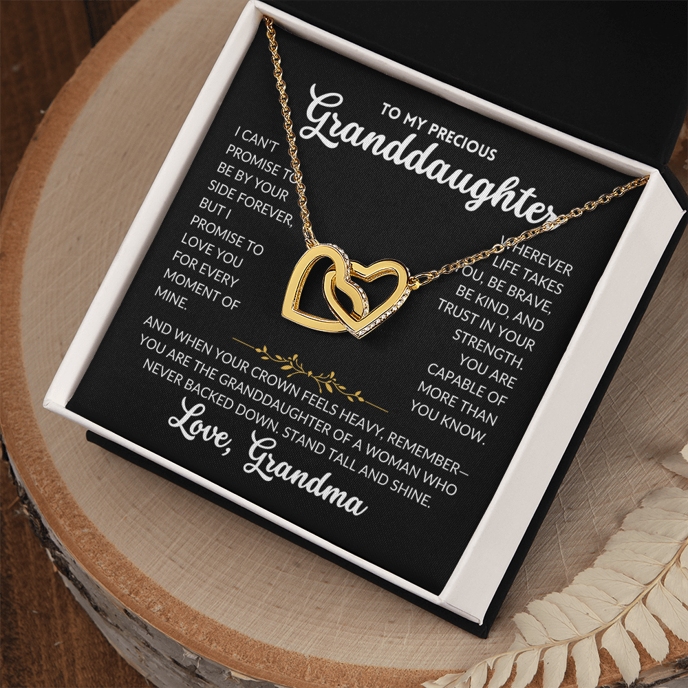 Interlocked Hearts Necklace - For Granddaughter, From Grandma (Black Background)