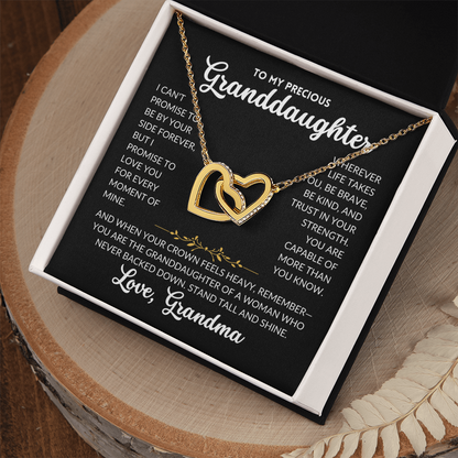 Interlocked Hearts Necklace - For Granddaughter, From Grandma (Black Background)