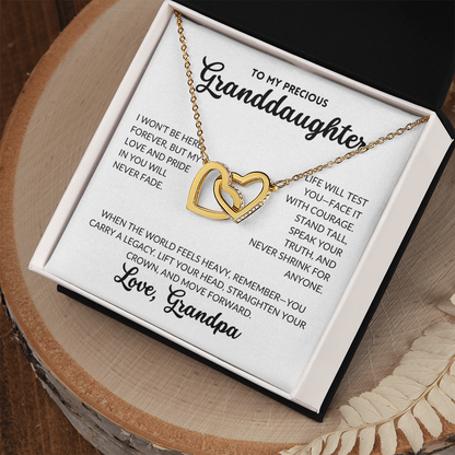 Interlocked Hearts Necklace - To My Granddaughter, From Grandpa (White Background)