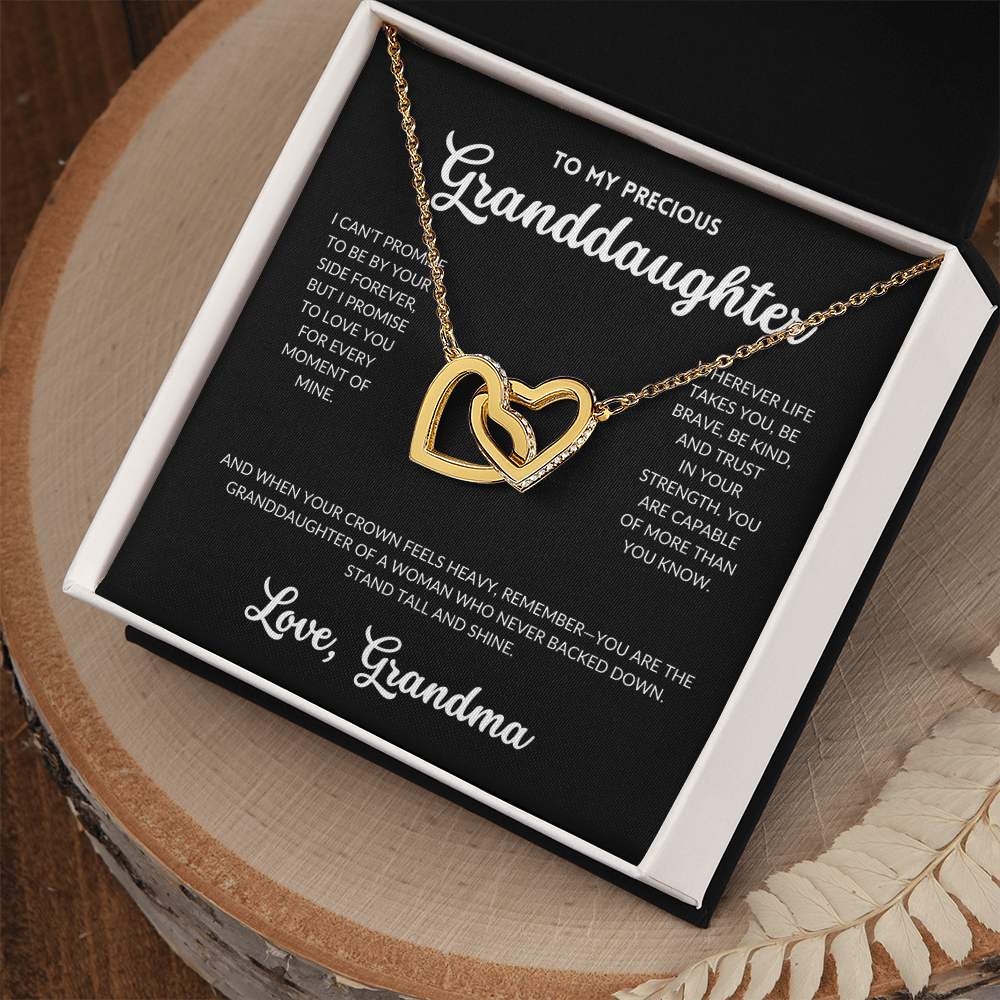 Interlocked Hearts Necklace - To My Granddaughter, From Grandma (Black Background)