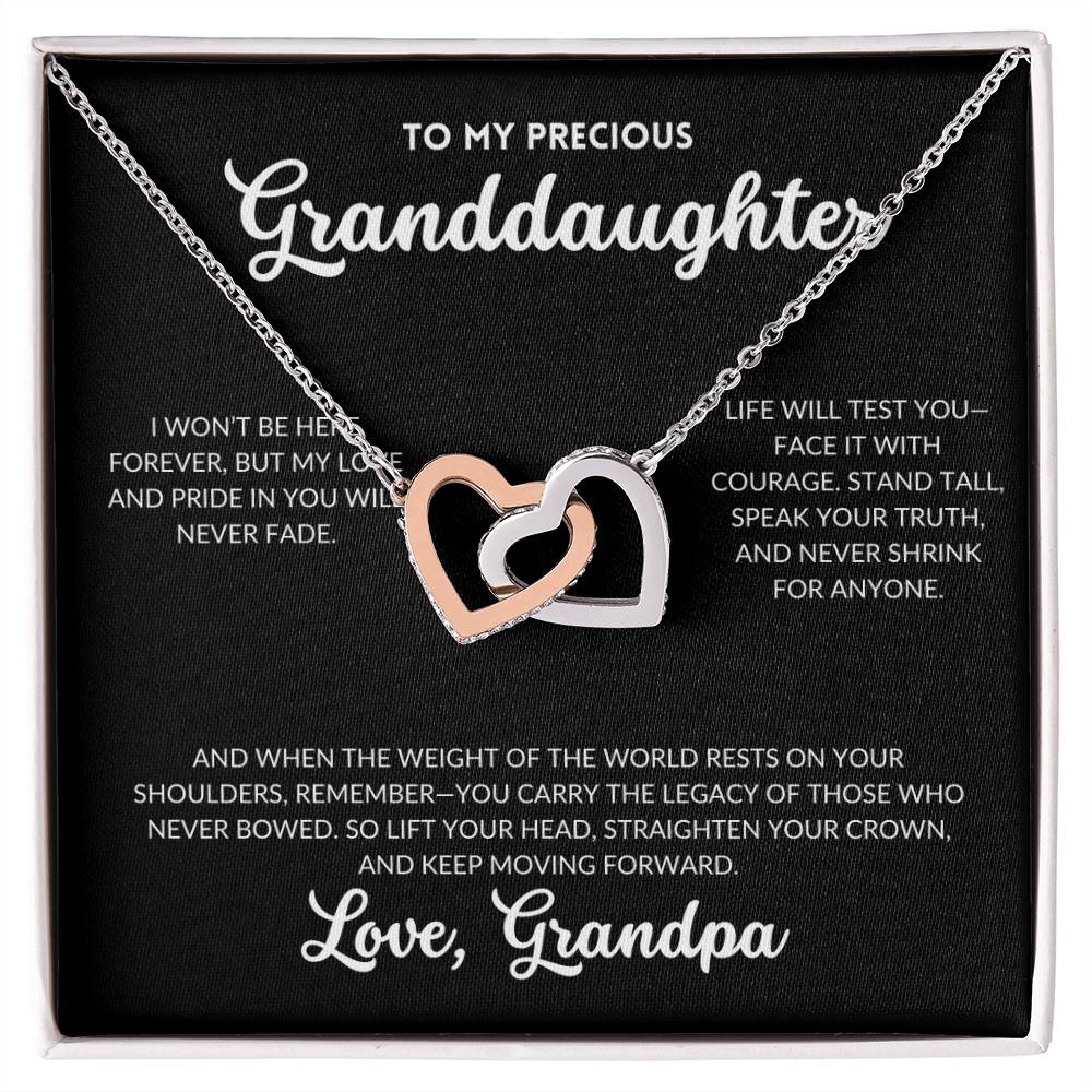 Interlocked Hearts Necklace - To My Granddaughter, From Grandpa (Black Background)