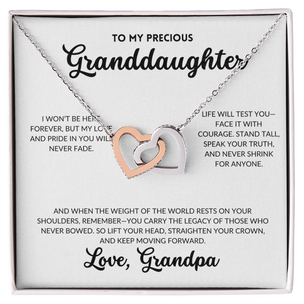 Interlocked Hearts Necklace - To My Granddaughter, From Grandpa (White Background)