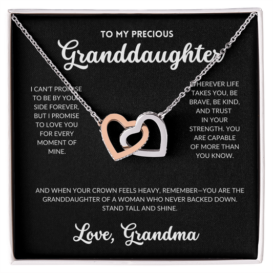 Interlocked Hearts Necklace - To My Granddaughter, From Grandma (Black Background)