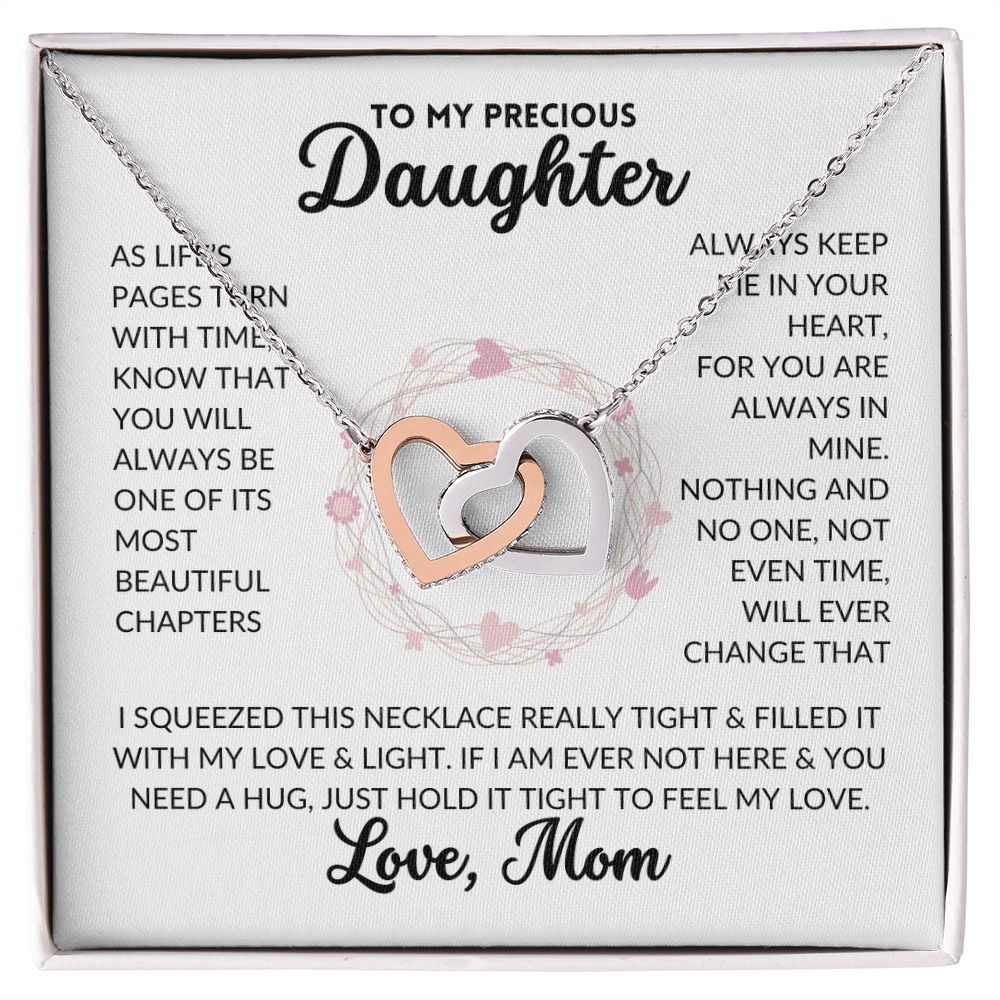Interlocked Hearts Necklace - To My Daughter, From Mom (White Background)