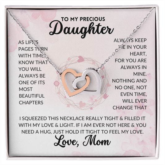 Interlocked Hearts Necklace - To My Daughter, From Mom