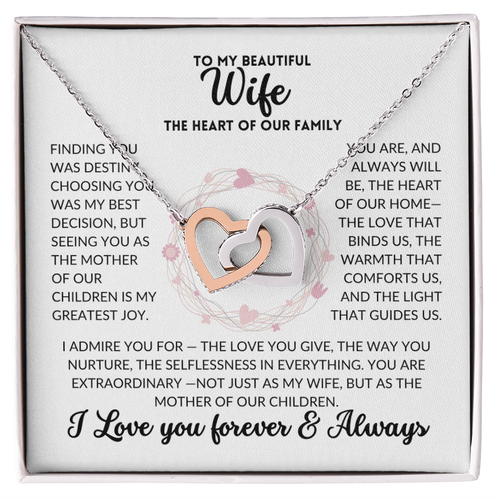 Interlocked Hearts Necklace - To My Wife, The Best Mom (White Background)