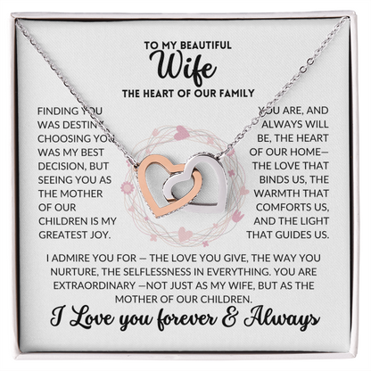 Interlocked Hearts Necklace - To My Wife, The Best Mom (White Background)