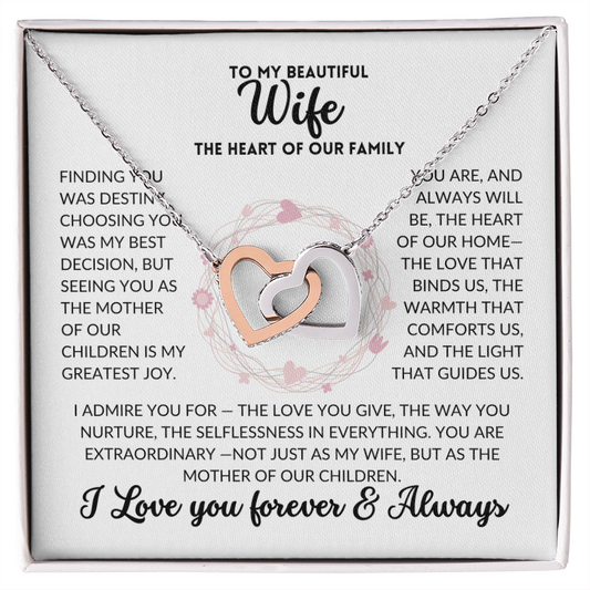 Interlocked Hearts Necklace - To My Wife, The Best Mom (White Background)