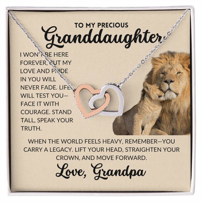 Interlocked Hearts Necklace - To My Granddaughter, From Grandpa