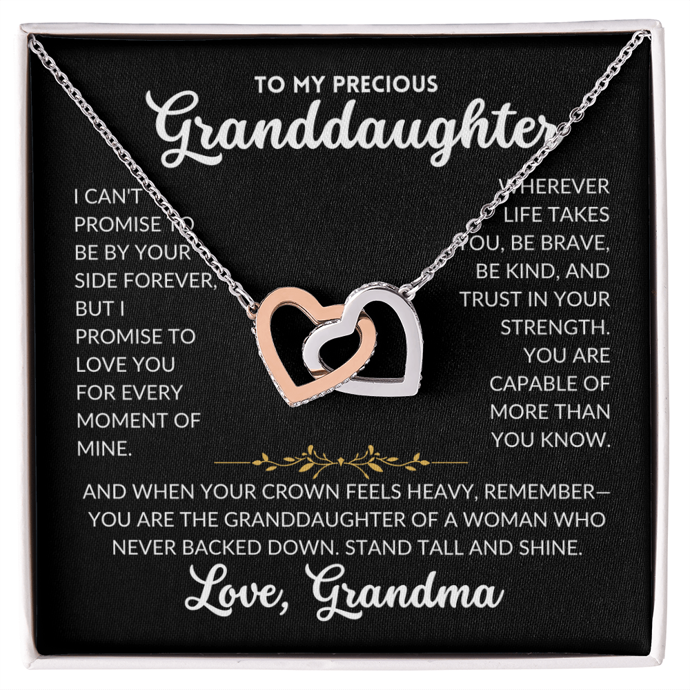 Interlocked Hearts Necklace - For Granddaughter, From Grandma (Black Background)