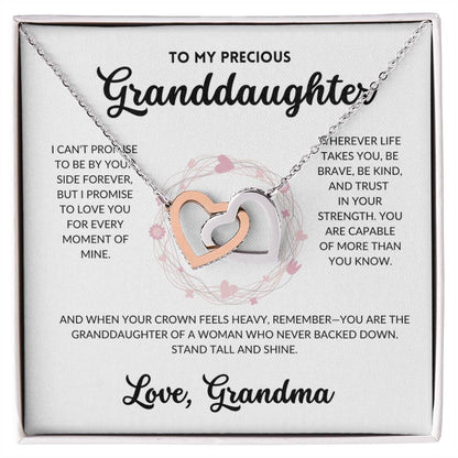 Interlocked Hearts Necklace - To My Granddaughter, From Grandma (White Background)