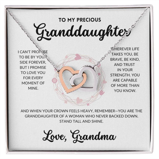 Interlocked Hearts Necklace - To My Granddaughter, From Grandma (White Background)