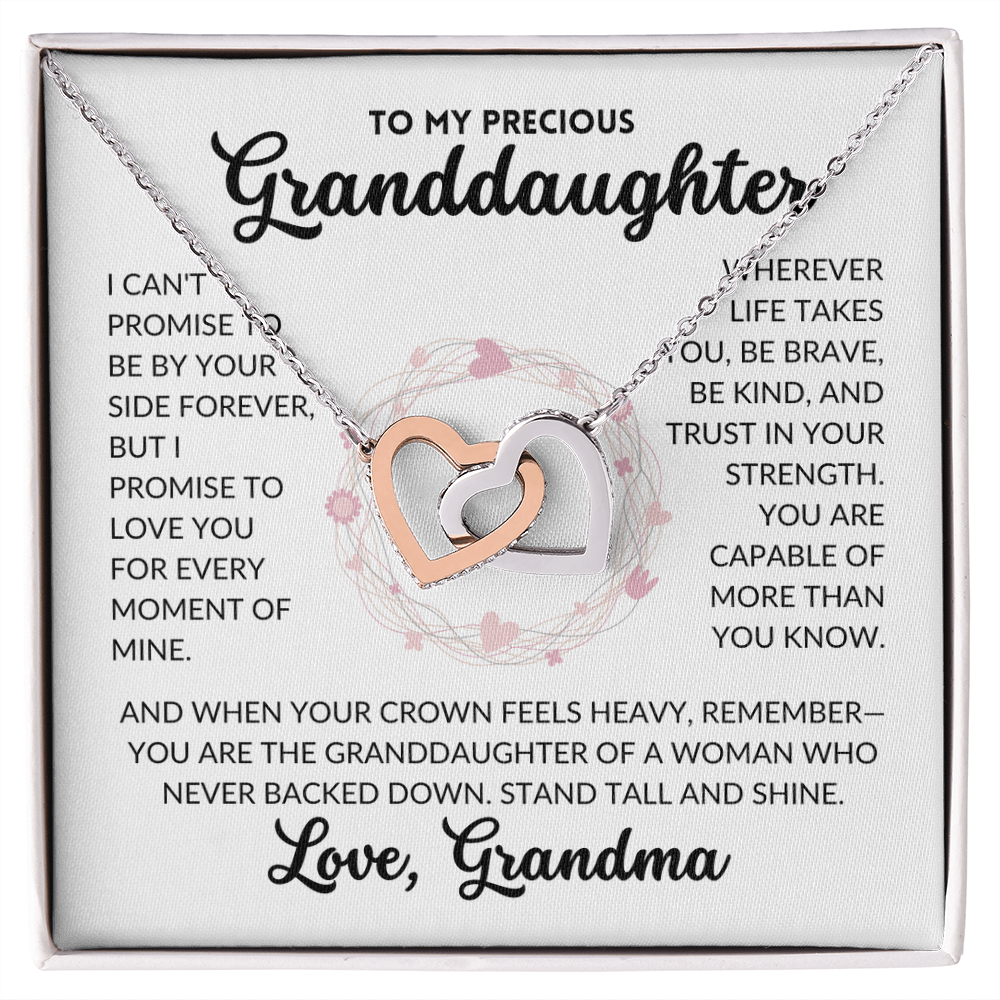 Interlocked Hearts Necklace - To My Granddaughter, From Grandma (White Background)