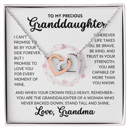 Interlocked Hearts Necklace - To My Granddaughter, From Grandma (White Background)