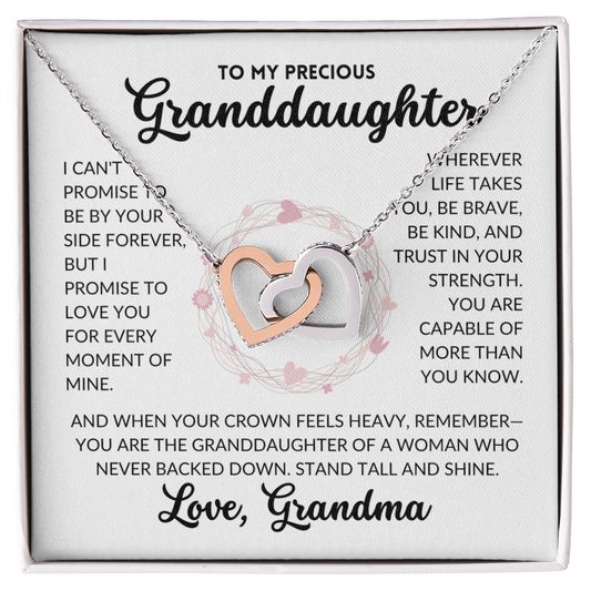 Interlocked Hearts Necklace - To My Granddaughter, From Grandma (White Background)