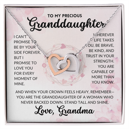Interlocked Hearts Necklace - To My Granddaughter, From Grandma