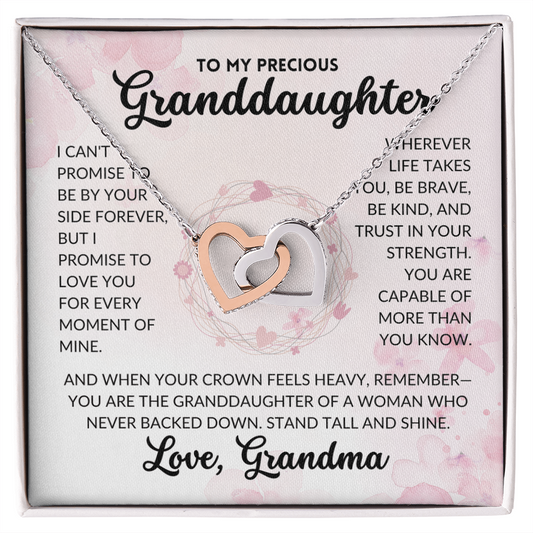 Interlocked Hearts Necklace - To My Granddaughter, From Grandma