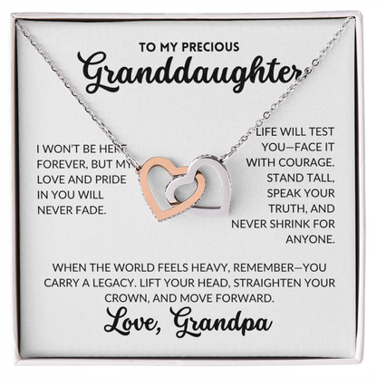 Interlocked Hearts Necklace - To My Granddaughter, From Grandpa (White Background)