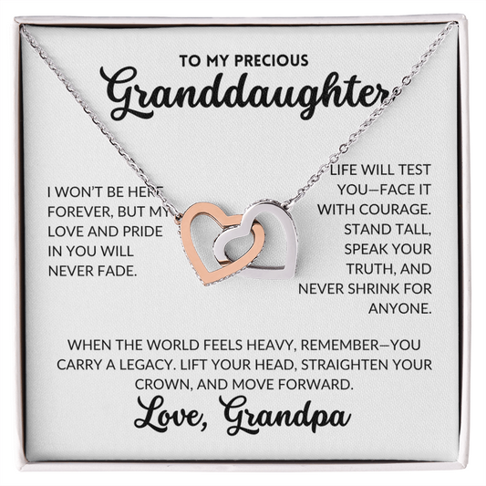 Interlocked Hearts Necklace - To My Granddaughter, From Grandpa (White Background)