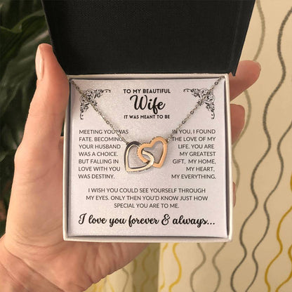 To My Wife - It Was Meant To Be (Interlocking Hearts Necklace)