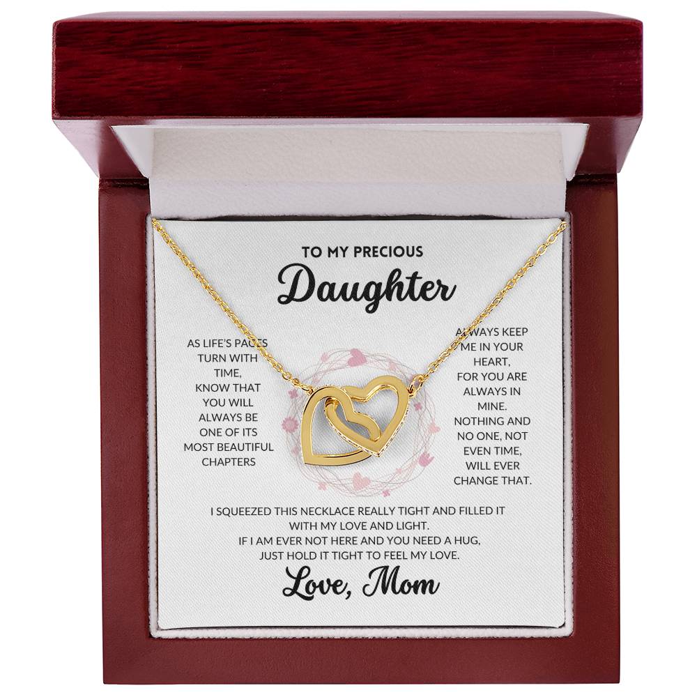 Interlocked Hearts Necklace - To My Daughter, From Mom (White Background)