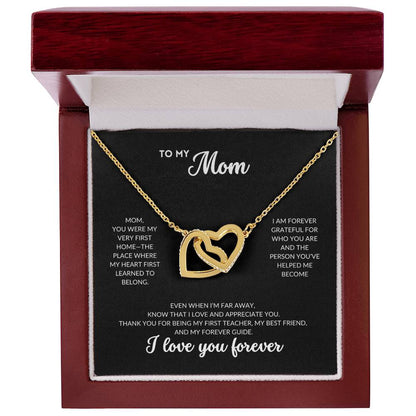 Interlocked Hearts Necklace - To My Mom (Black Background)