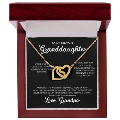 Interlocked Hearts Necklace - To My Granddaughter, From Grandpa (Black Background)