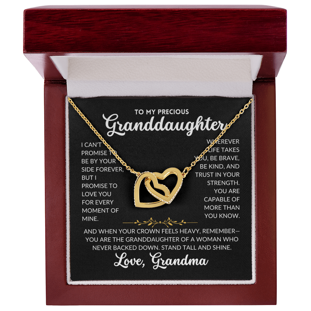 Interlocked Hearts Necklace - For Granddaughter, From Grandma (Black Background)