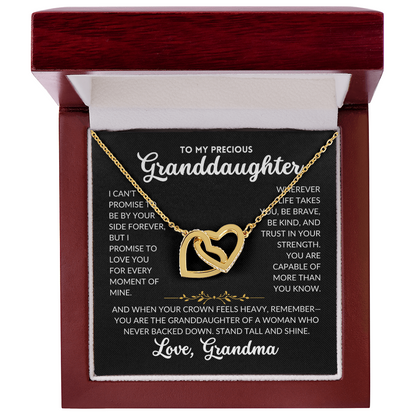 Interlocked Hearts Necklace - For Granddaughter, From Grandma (Black Background)