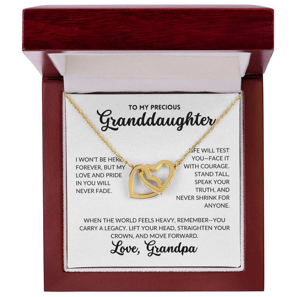 Interlocked Hearts Necklace - To My Granddaughter, From Grandpa (White Background)