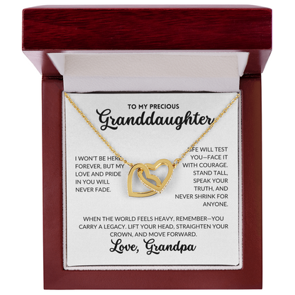 Interlocked Hearts Necklace - To My Granddaughter, From Grandpa (White Background)