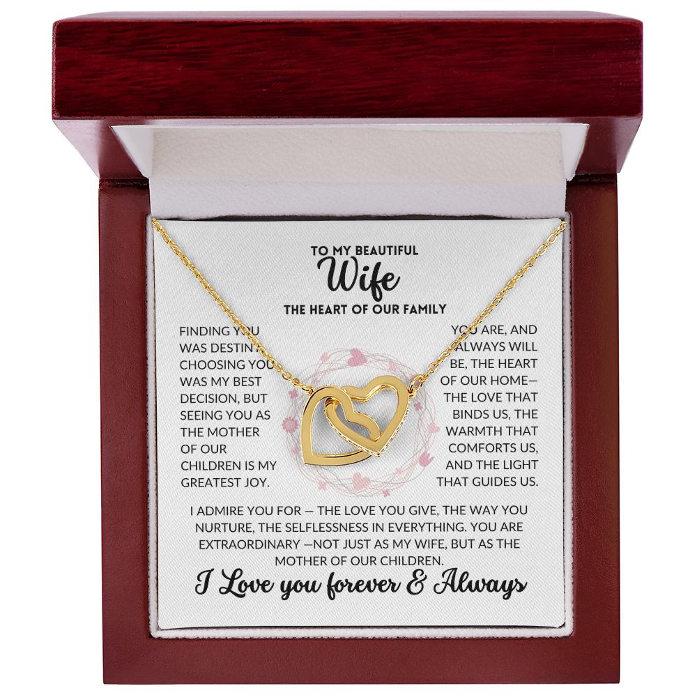 Interlocked Hearts Necklace - To My Wife, The Best Mom (White Background)