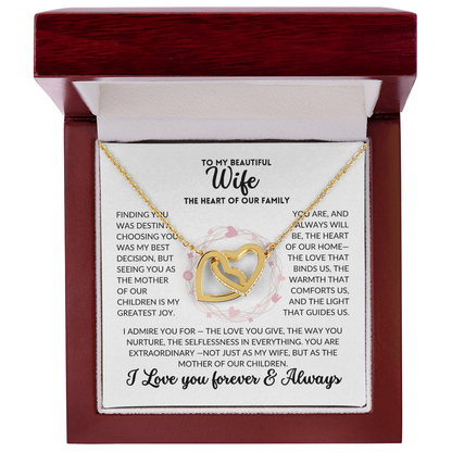 Interlocked Hearts Necklace - To My Wife, The Best Mom (White Background)