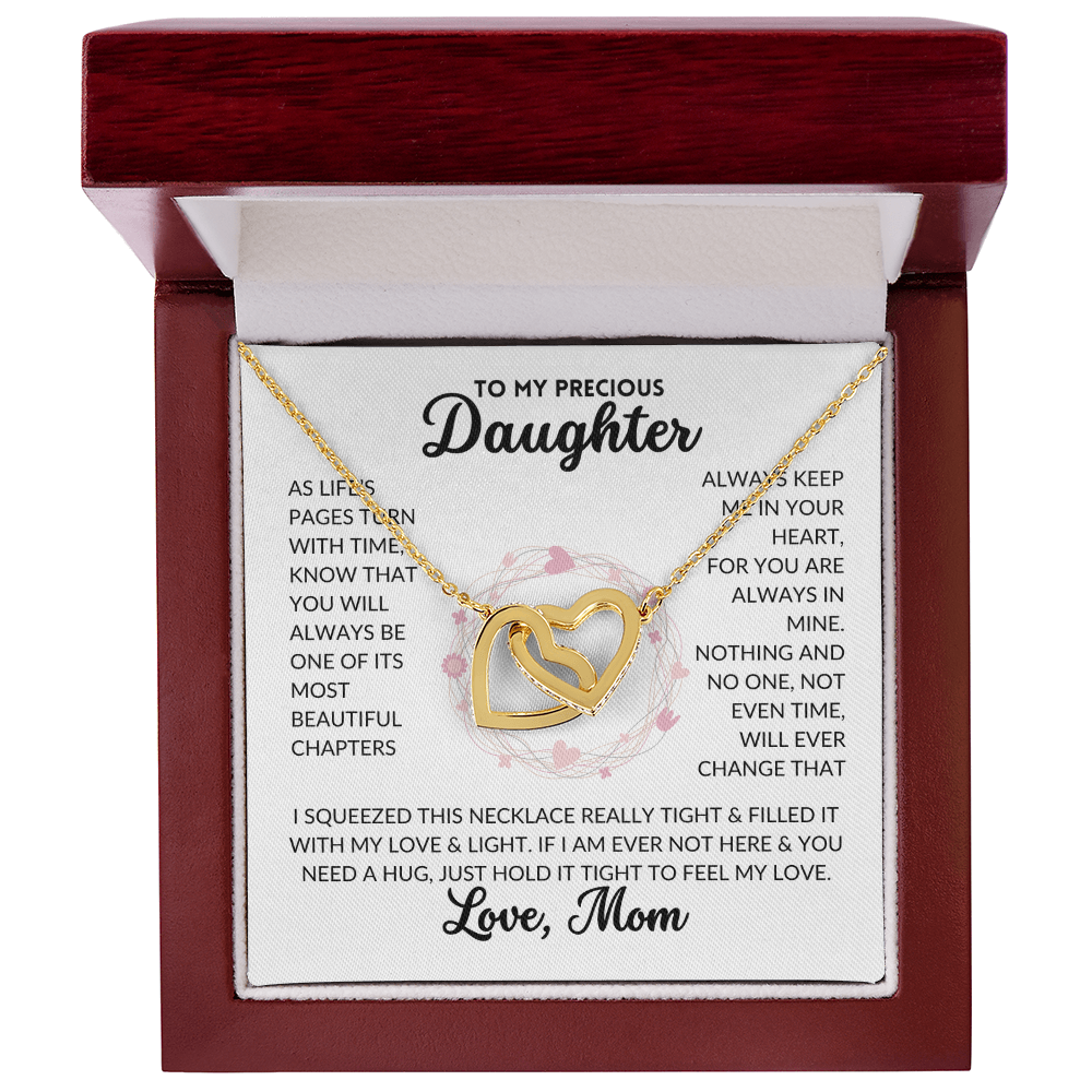 Interlocked Hearts Necklace - To My Daughter, From Mom (White Background)