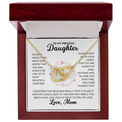 Interlocked Hearts Necklace - To My Daughter, From Mom (White Background)