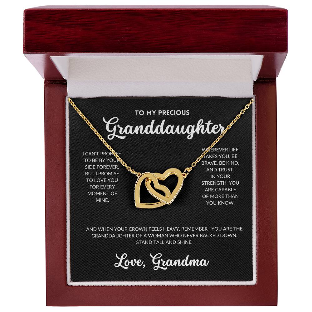 Interlocked Hearts Necklace - To My Granddaughter, From Grandma (Black Background)